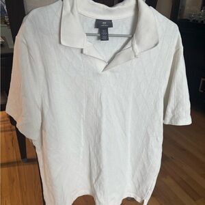 H&M Textured White Polo Shirt
